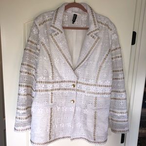 Berek blazer. Beautiful eyelet gold studded trim.